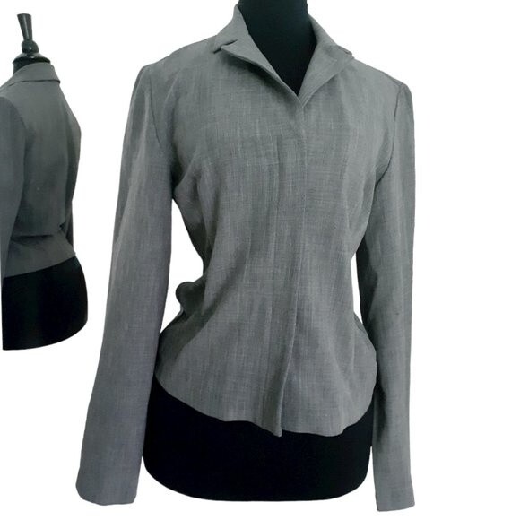 Rampage Gray  Lightly Padded Fitted Shoulder Women's Workwear Blazer Size 7 - Picture 3 of 13